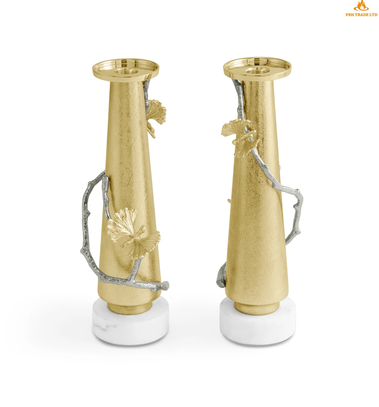 Midas Butterfly Ginkgo Deluxe Candle Holders (Set of 2)