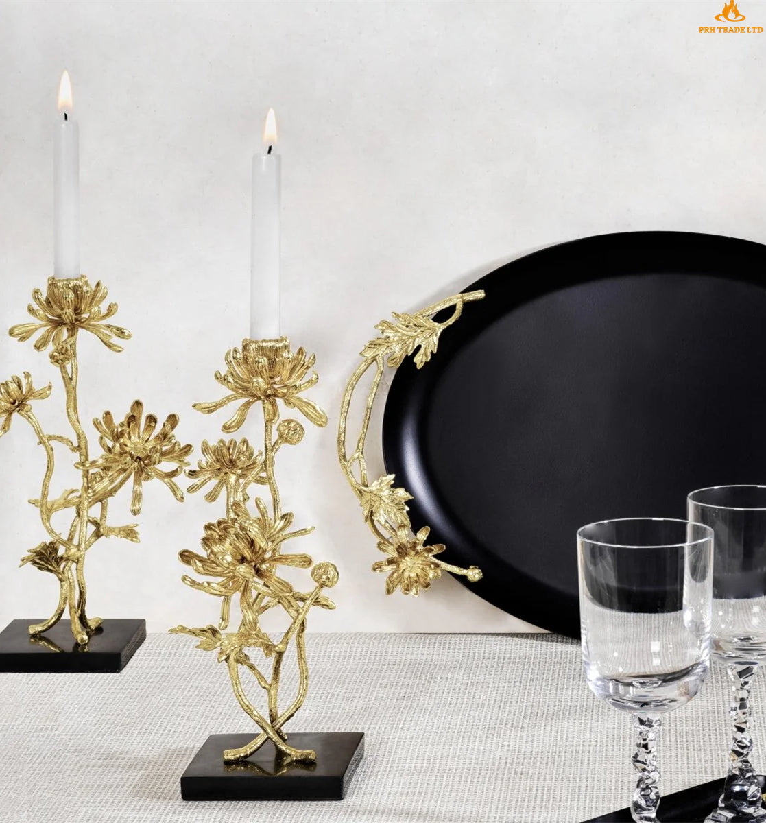Dex Dahlia Tall Candlesticks (Set of Two)