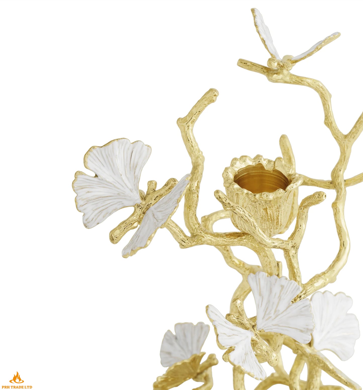 Midas Butterfly Ginkgo Gold Candlesticks (Pair of 2)