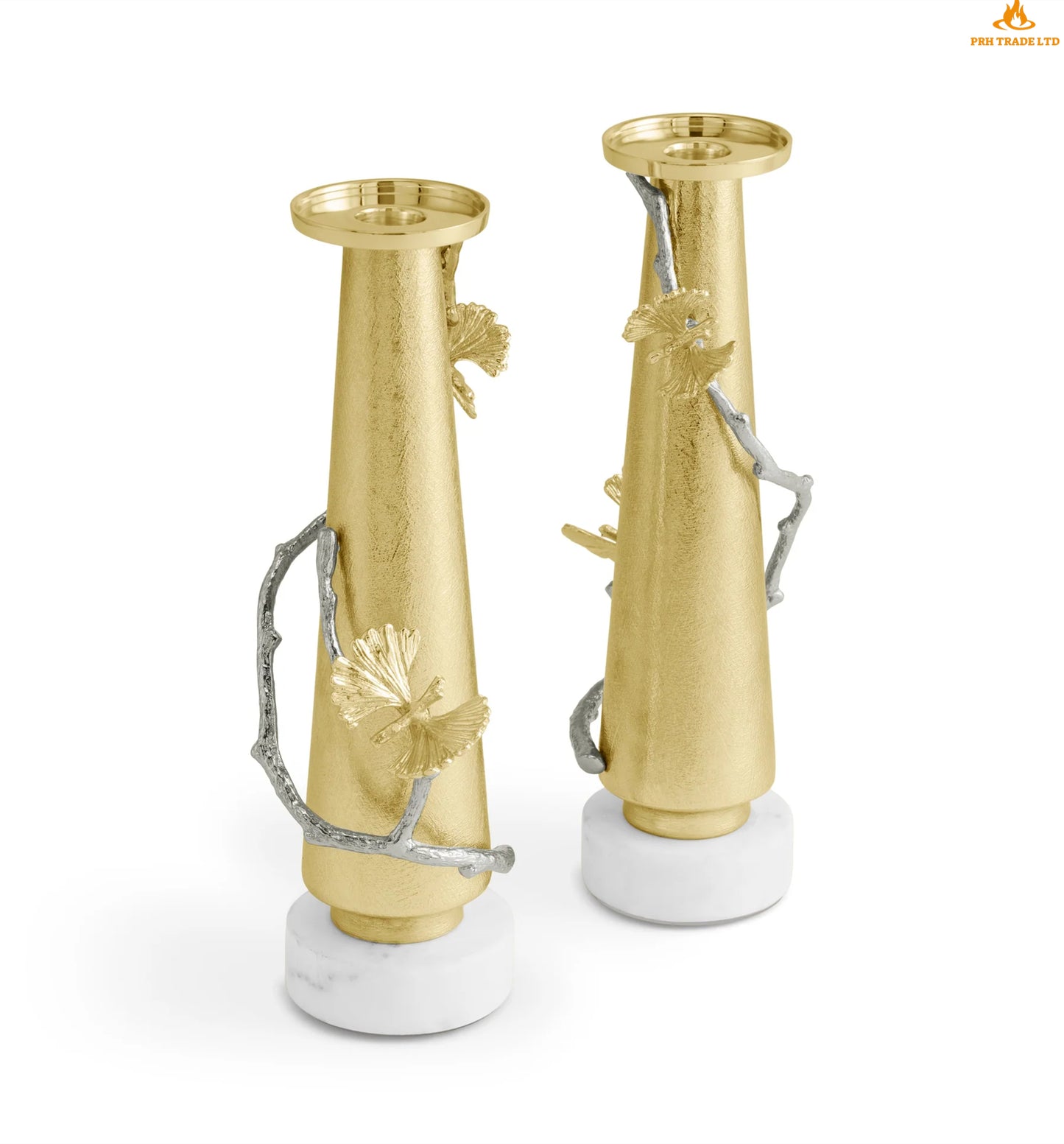 Midas Butterfly Ginkgo Deluxe Candle Holders (Set of 2)