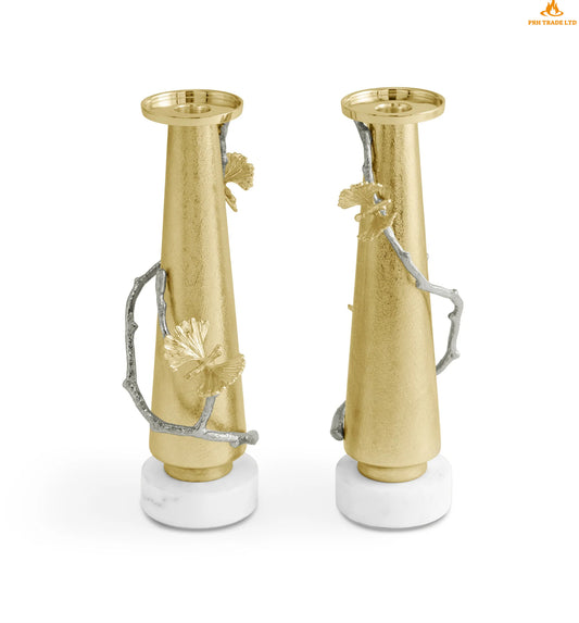 Midas Butterfly Ginkgo Deluxe Candle Holders (Set of 2)