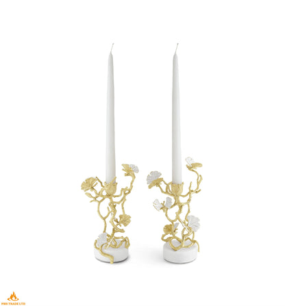 Midas Butterfly Ginkgo Gold Candlesticks (Pair of 2)