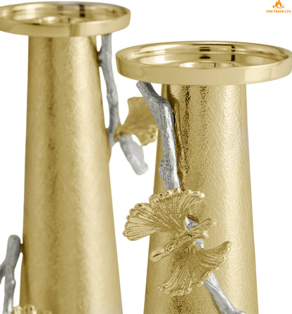 Midas Butterfly Ginkgo Deluxe Candle Holders (Set of 2)